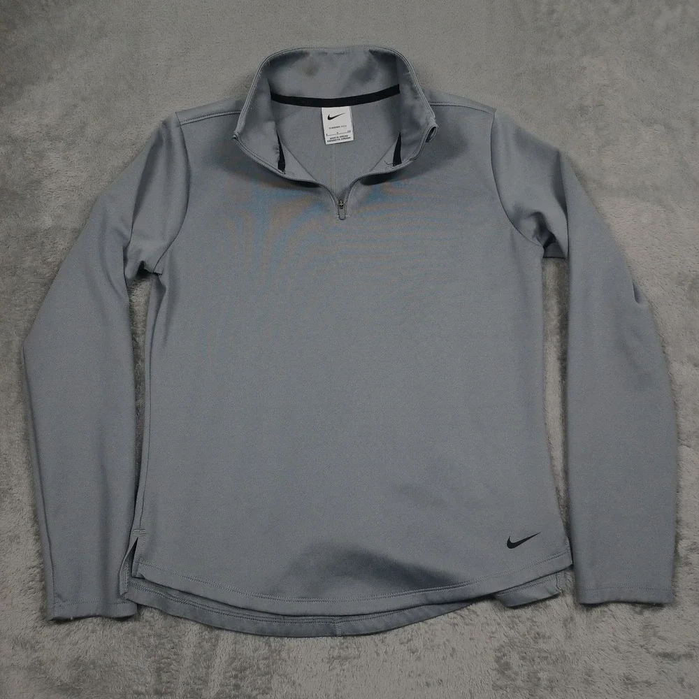 Nike Sweater Womens Small Gray Therma Fit 1/4 Zip Pullover Running‎ Modern